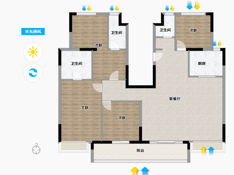 山东省-菏泽市-碧桂园峰境-160.00-户型库-采光通风