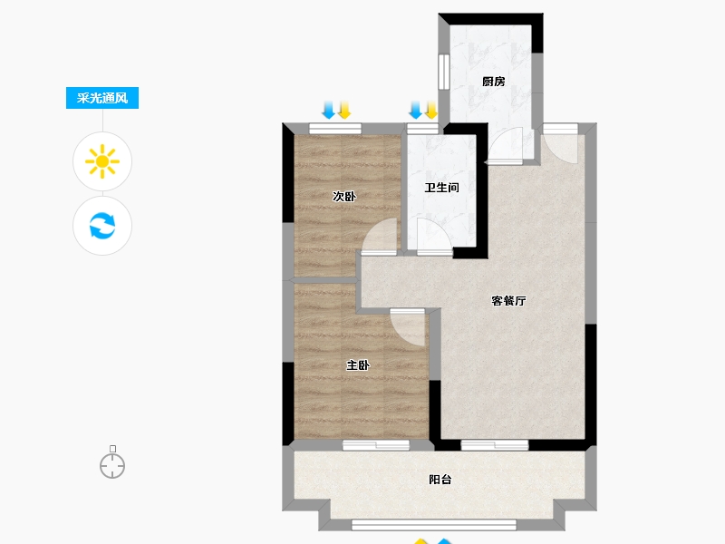 安徽省-淮北市-建投时代-57.45-户型库-采光通风