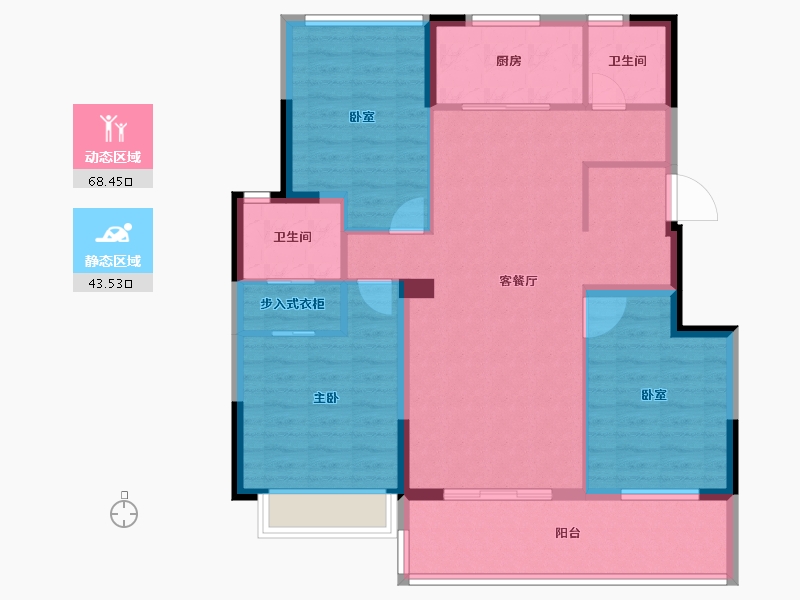 江苏省-盐城市-佳源广场-100.80-户型库-动静分区