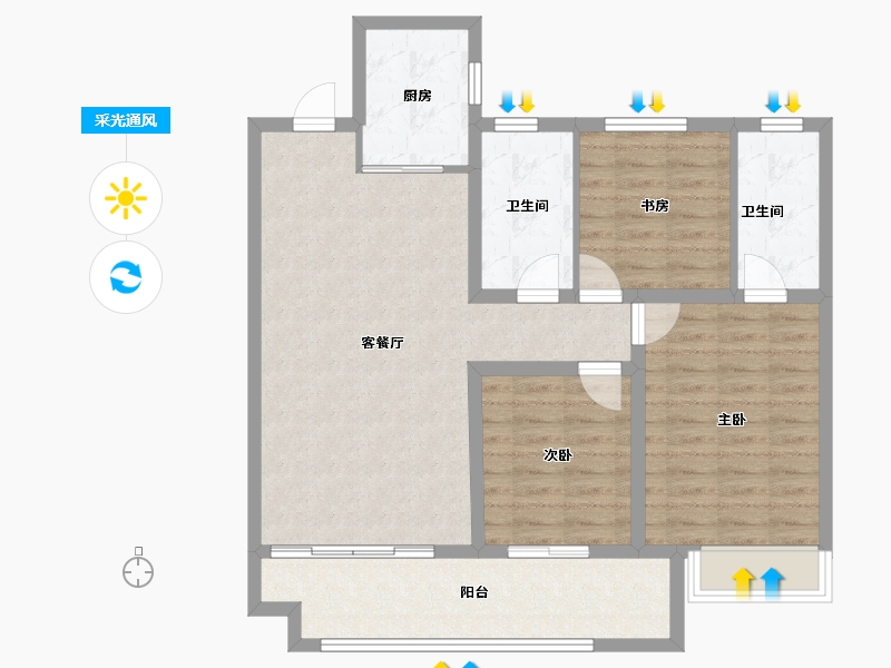 山东省-菏泽市-麟州府-93.00-户型库-采光通风