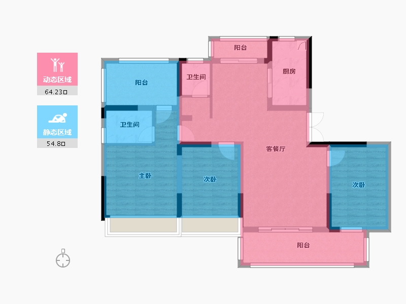 湖南省-株洲市-亿都茉莉公馆-136.06-户型库-动静分区