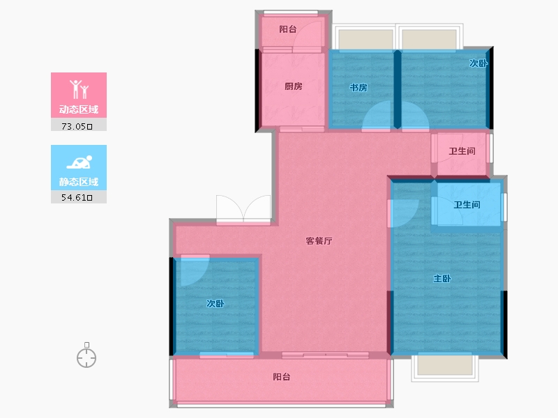 云南省-玉溪市-富康城·伴山云麓-114.40-户型库-动静分区