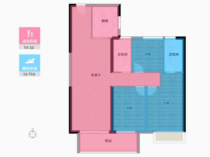 湖北省-荆门市-世茂长投龙山中央商务区-88.67-户型库-动静分区