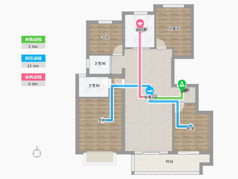 江苏省-扬州市-碧桂园望江府-98.40-户型库-动静线