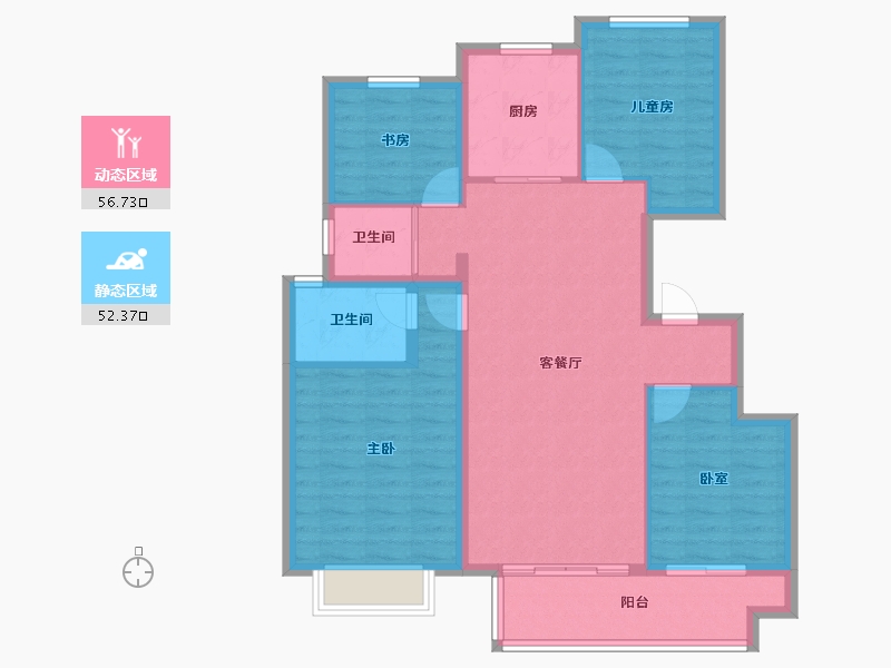 江苏省-扬州市-碧桂园望江府-98.40-户型库-动静分区