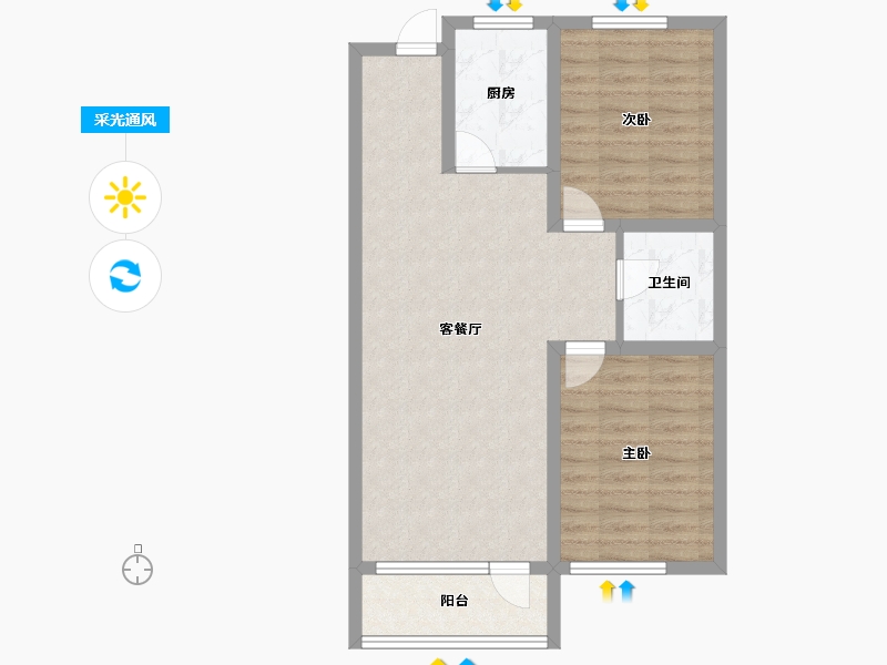 辽宁省-盘锦市-桃李源小区-71.74-户型库-采光通风