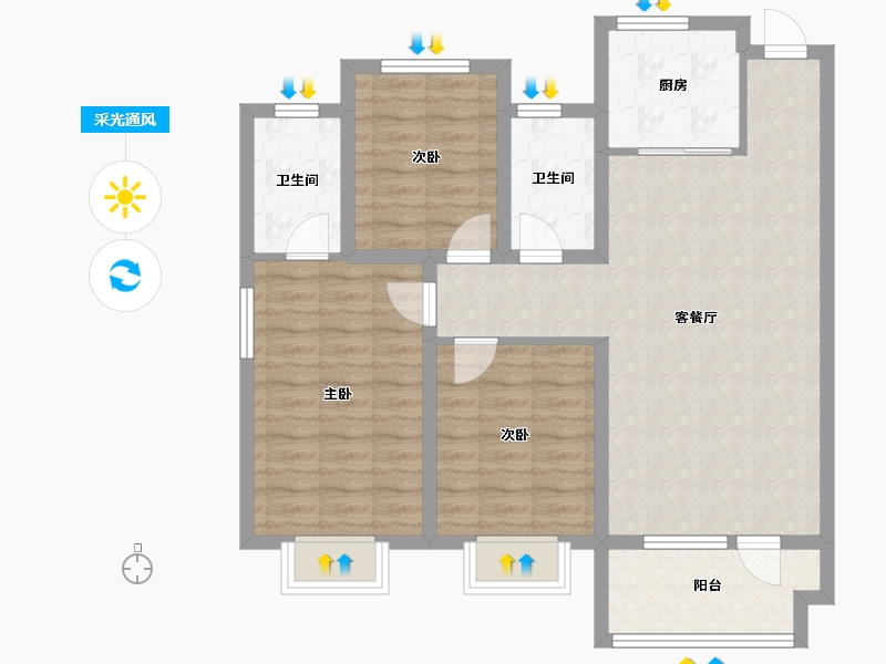 河北省-邢台市-京福苑-87.20-户型库-采光通风