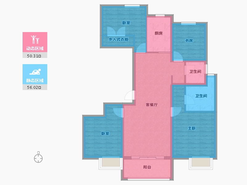 江苏省-扬州市-现代城-94.33-户型库-动静分区