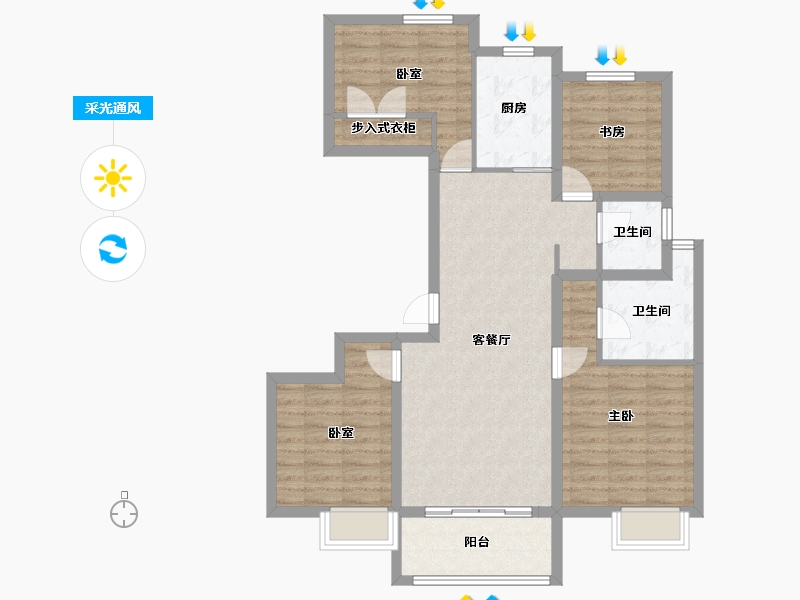 江苏省-扬州市-现代城-94.33-户型库-采光通风