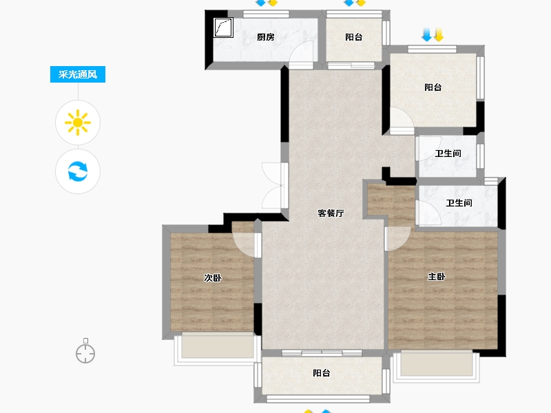 广东省-梅州市-阳光城文澜公馆-79.00-户型库-采光通风