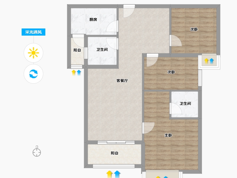 广东省-河源市-和平花园-84.00-户型库-采光通风