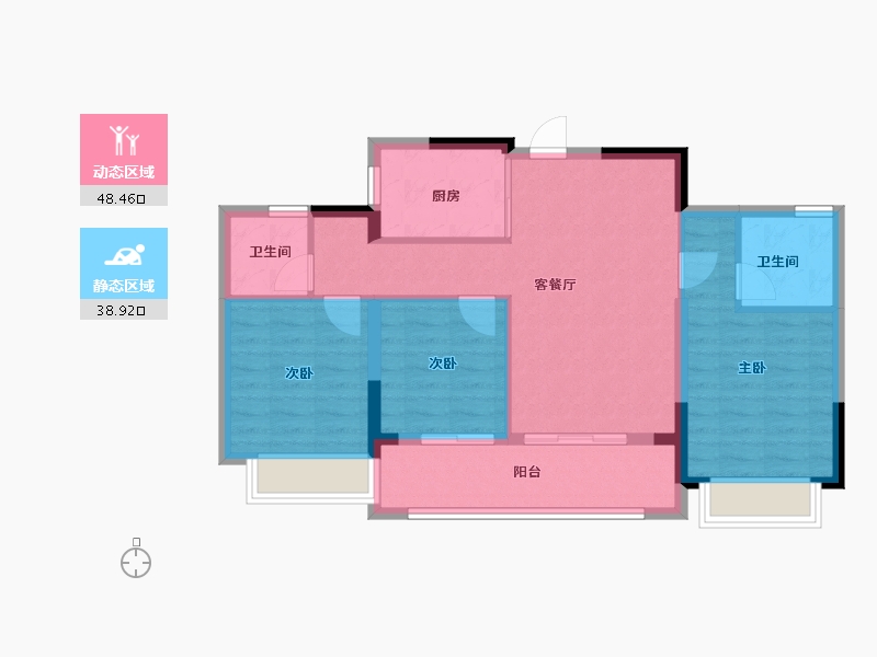 浙江省-丽水市-碧桂园云境-78.37-户型库-动静分区