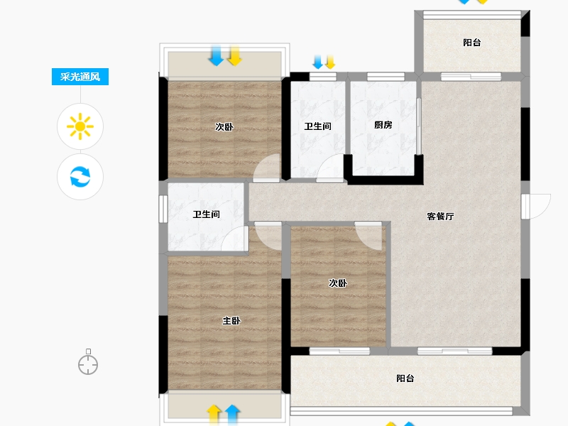 湖北省-荆门市-创鸿·书山美院-95.32-户型库-采光通风