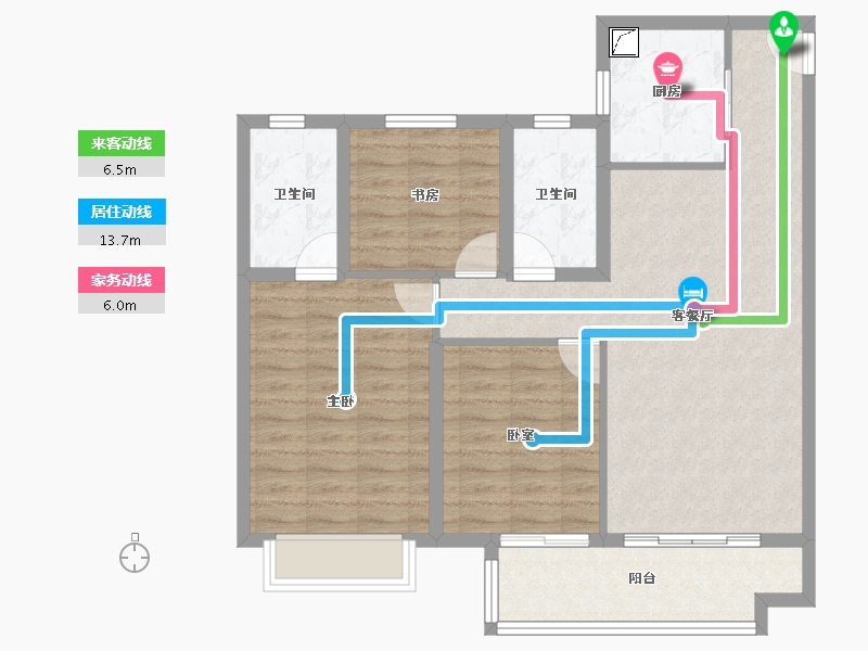 江苏省-扬州市-碧桂园望江府-89.60-户型库-动静线