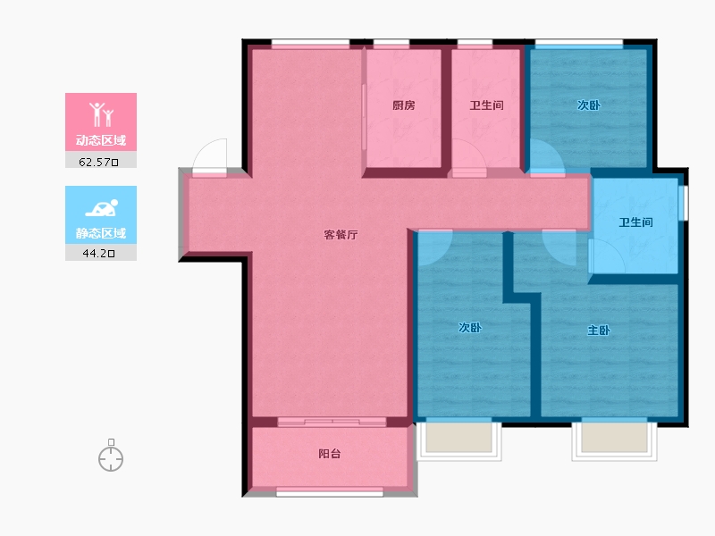 甘肃省-兰州市-兰州融创城-95.00-户型库-动静分区