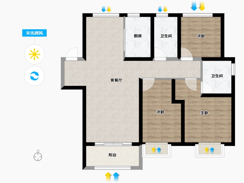 甘肃省-兰州市-兰州融创城-95.00-户型库-采光通风