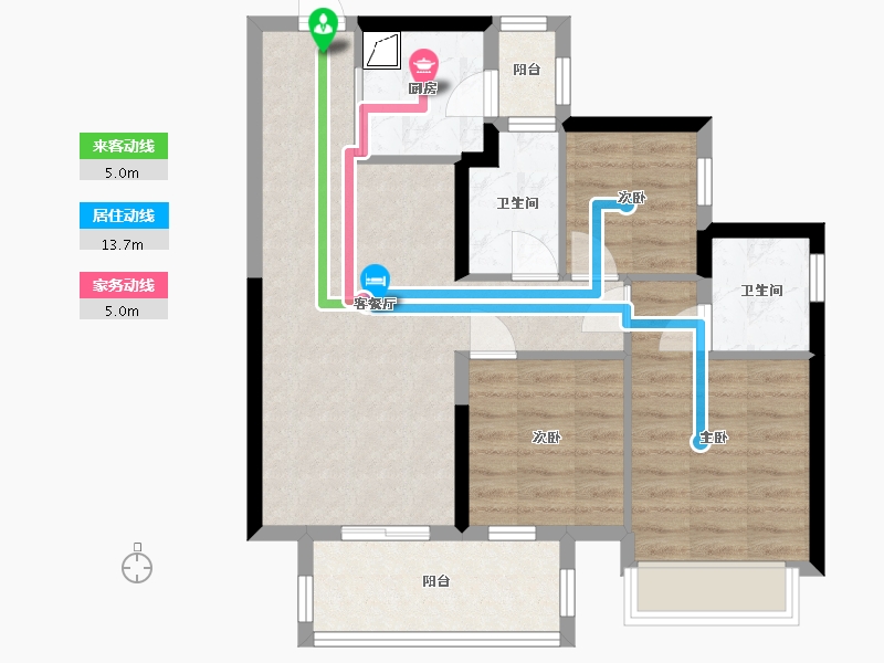 广西壮族自治区-南宁市-龙光玖珑华府-71.00-户型库-动静线