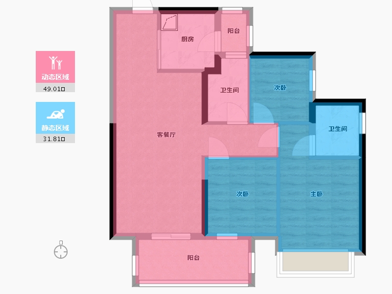 广西壮族自治区-南宁市-龙光玖珑华府-71.00-户型库-动静分区