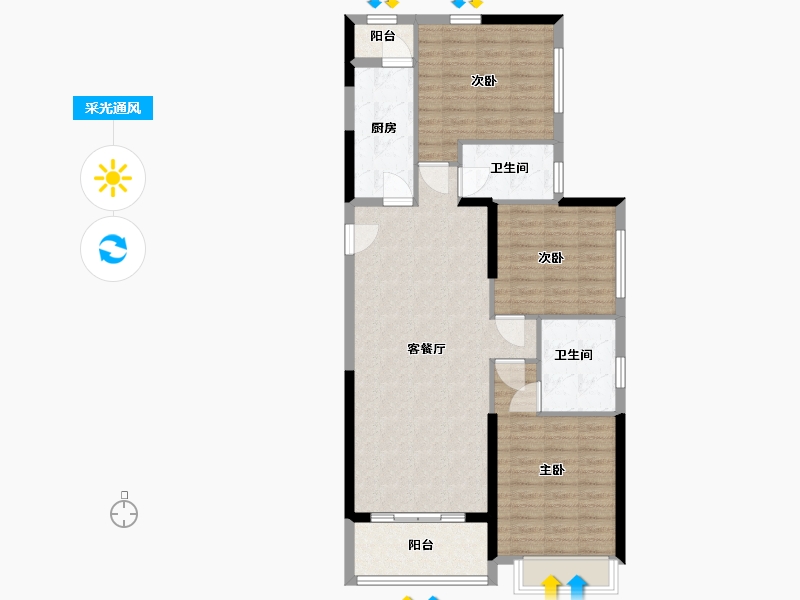 山东省-潍坊市-恒大翡翠华庭-1号楼-100.00-户型库-采光通风