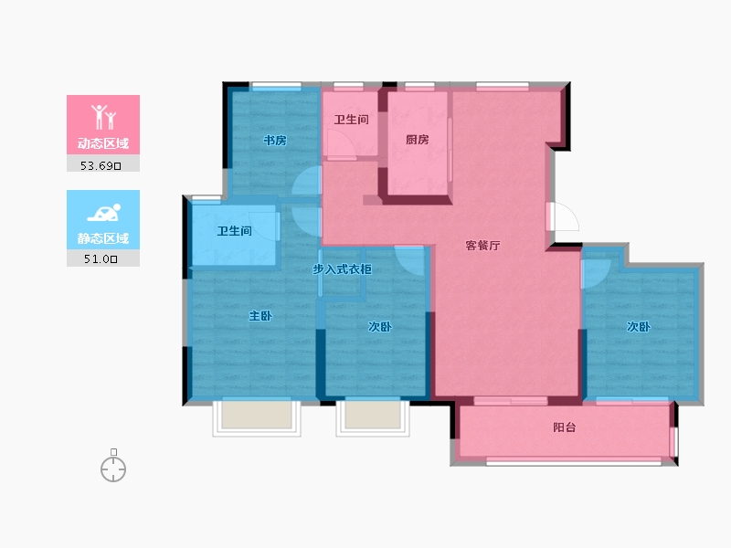 江苏省-镇江市-海伦堡玖悦名筑-100.50-户型库-动静分区