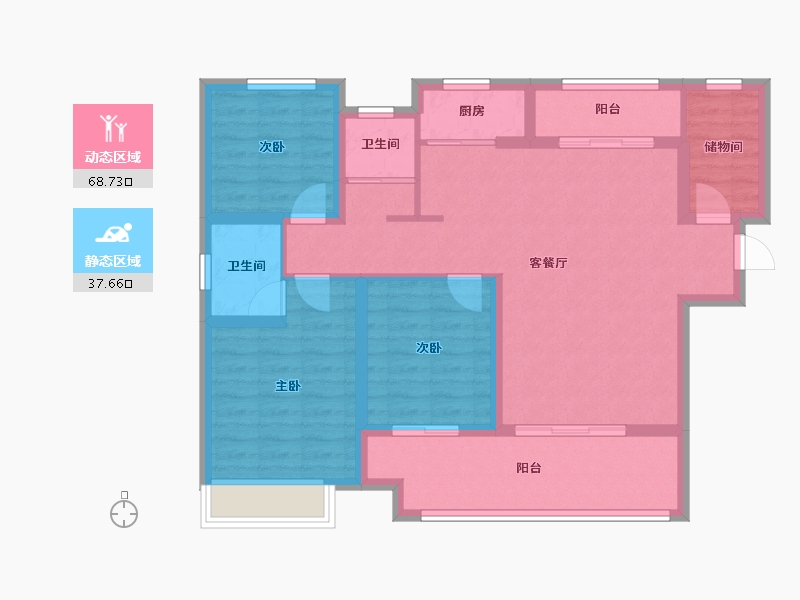 河北省-邢台市-中旭开元府-94.86-户型库-动静分区