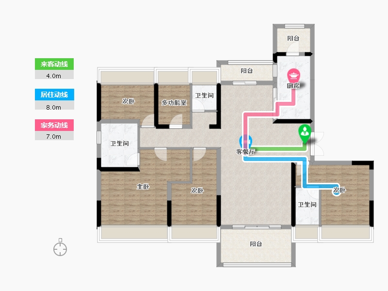 湖北省-荆门市-碧桂园翡翠公馆-142.87-户型库-动静线