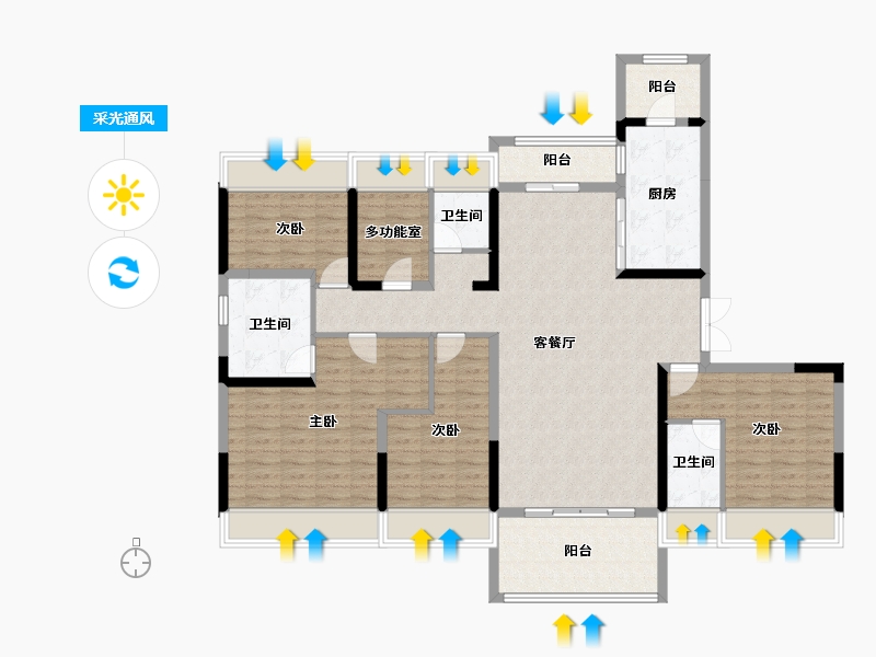 湖北省-荆门市-碧桂园翡翠公馆-142.87-户型库-采光通风