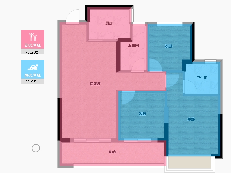 浙江省-丽水市-碧桂园云境-71.27-户型库-动静分区