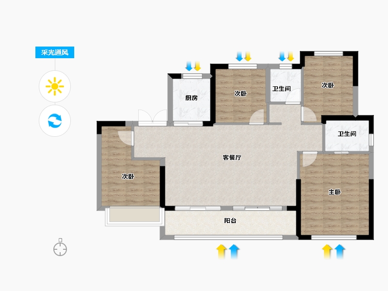 浙江省-丽水市-碧桂园云境-102.70-户型库-采光通风