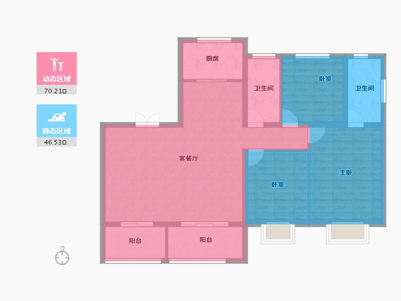 江苏省-扬州市-嘉年华唐悦-105.60-户型库-动静分区