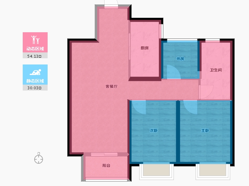 甘肃省-兰州市-兰州融创城-75.00-户型库-动静分区