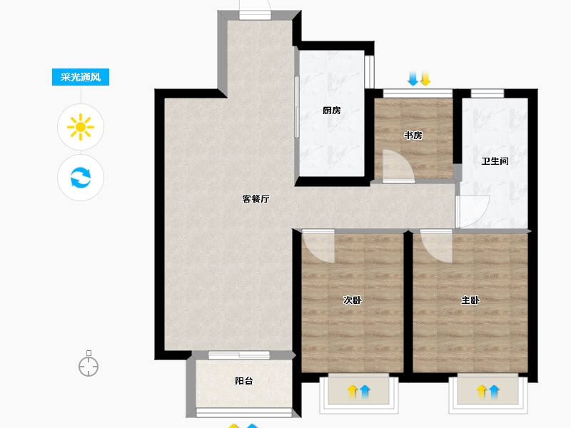 甘肃省-兰州市-兰州融创城-75.00-户型库-采光通风