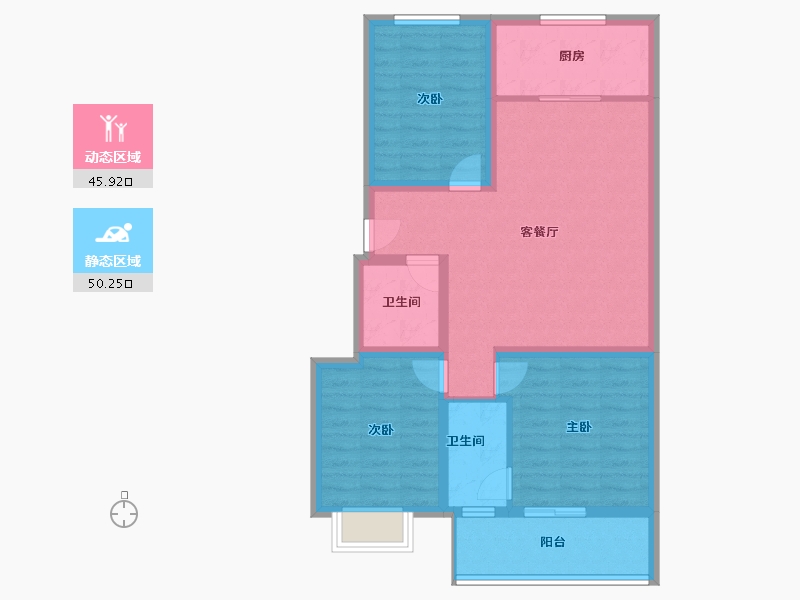 河北省-保定市-万科里程之光-85.60-户型库-动静分区