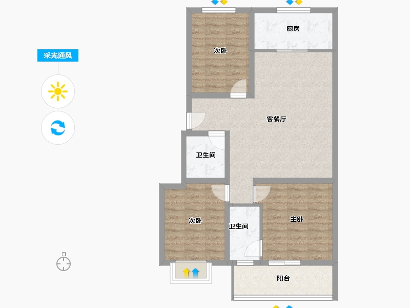 河北省-保定市-万科里程之光-85.60-户型库-采光通风