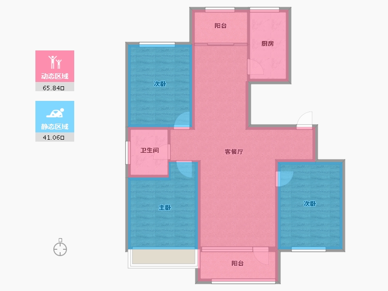 辽宁省-盘锦市-桃李源小区-95.32-户型库-动静分区