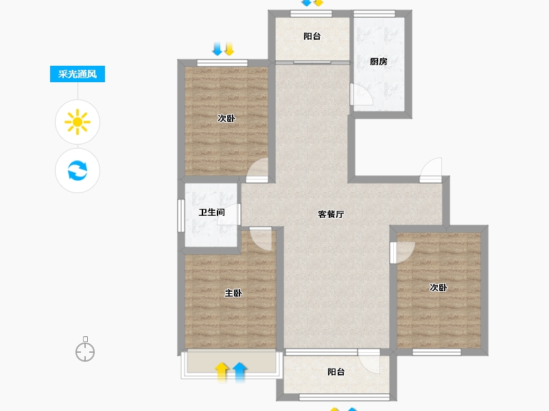 辽宁省-盘锦市-桃李源小区-95.32-户型库-采光通风