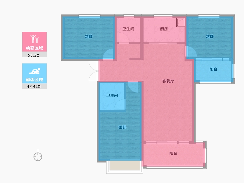 河北省-邢台市-中旭开元府-90.99-户型库-动静分区