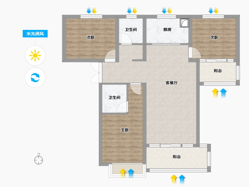 河北省-邢台市-中旭开元府-90.99-户型库-采光通风