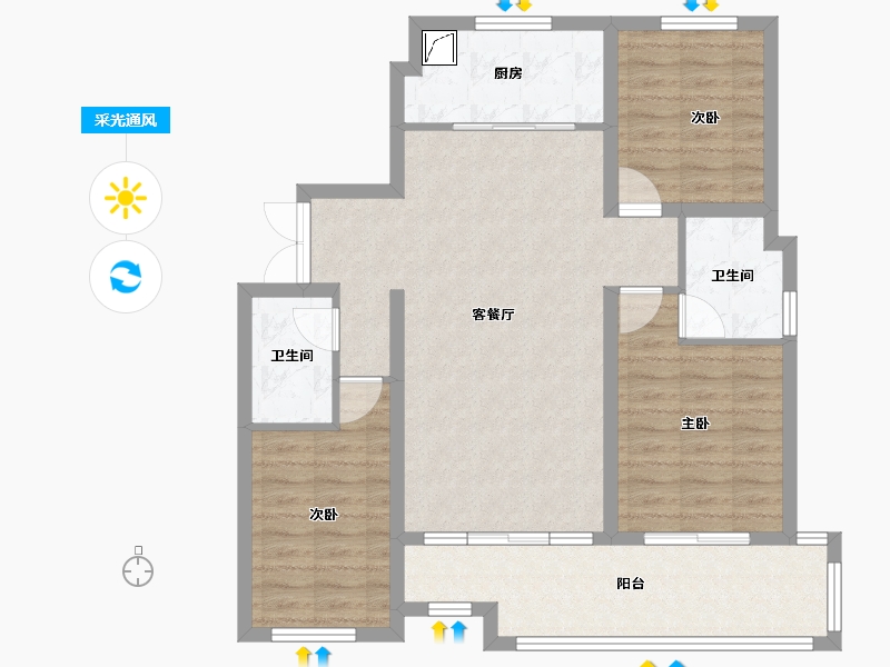 河北省-邢台市-中旭开元府-90.22-户型库-采光通风