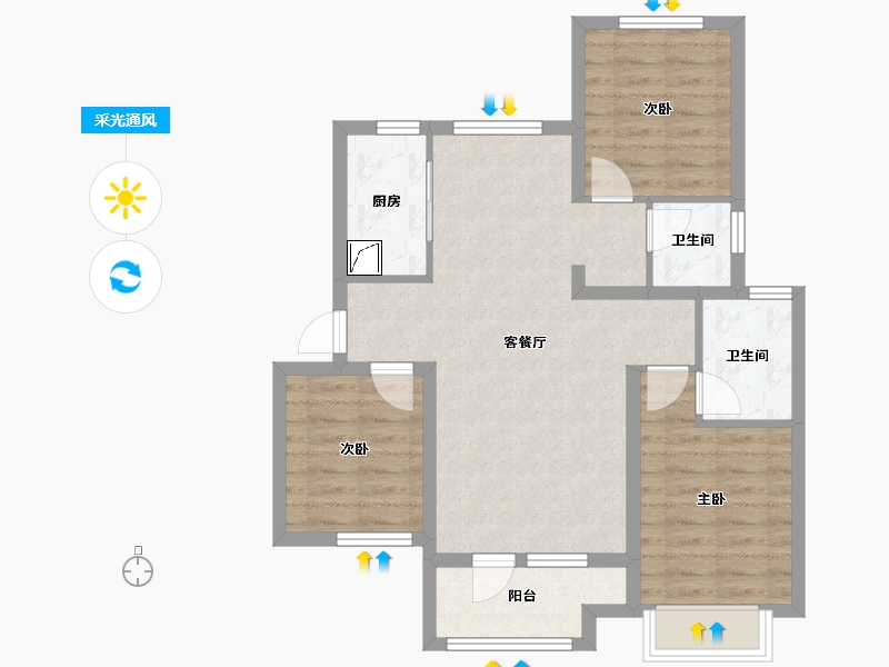 河北省-邢台市-京福苑-73.54-户型库-采光通风