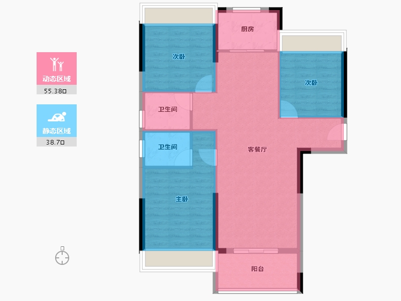 湖北省-荆门市-创鸿·书山美院-85.28-户型库-动静分区