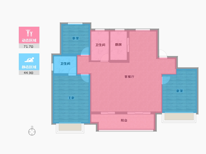 江苏省-徐州市-绿地运河小镇-105.60-户型库-动静分区