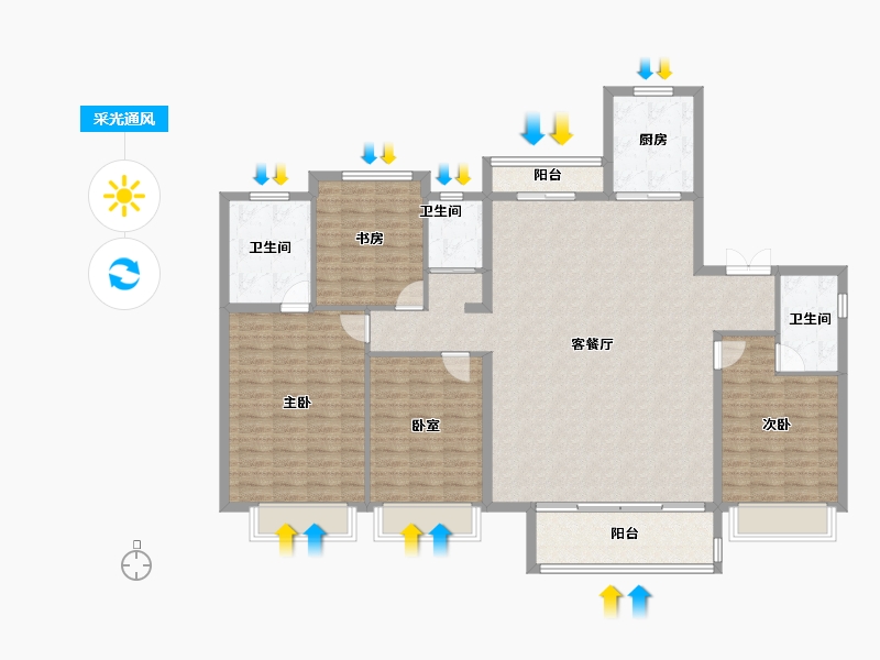 江苏省-扬州市-碧桂园望江府-152.00-户型库-采光通风