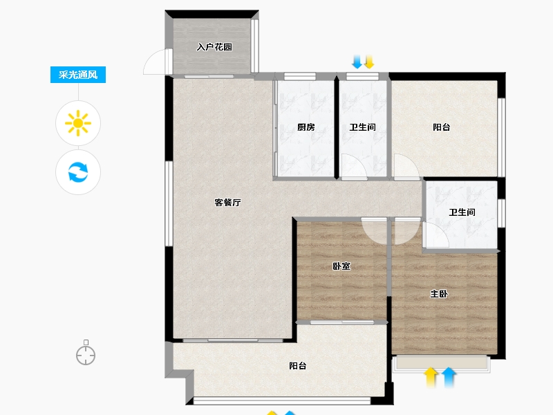 广西壮族自治区-来宾市-武宣裕达·仙湖铭邸-96.31-户型库-采光通风