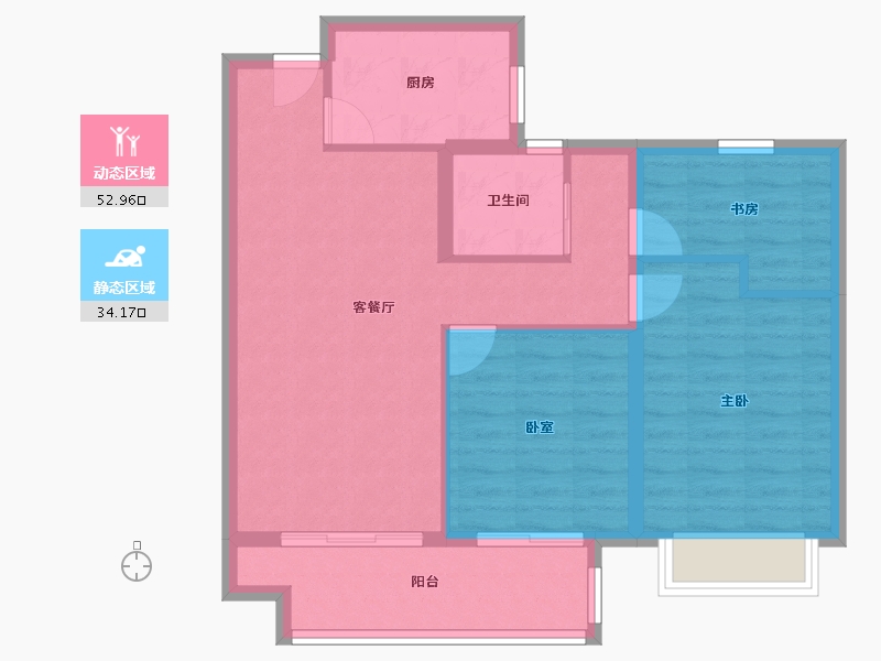 江苏省-扬州市-碧桂园望江府-78.40-户型库-动静分区