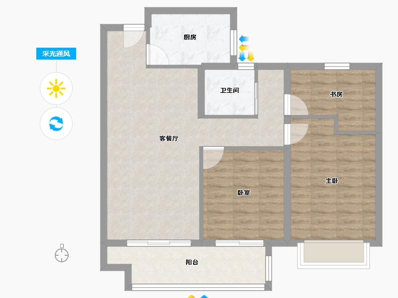 江苏省-扬州市-碧桂园望江府-78.40-户型库-采光通风