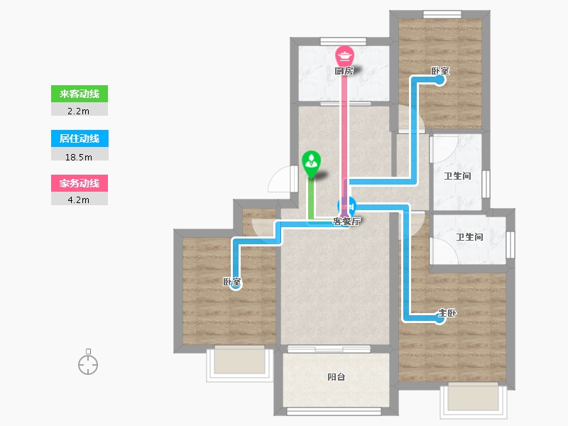 江苏省-扬州市-现代城-70.27-户型库-动静线