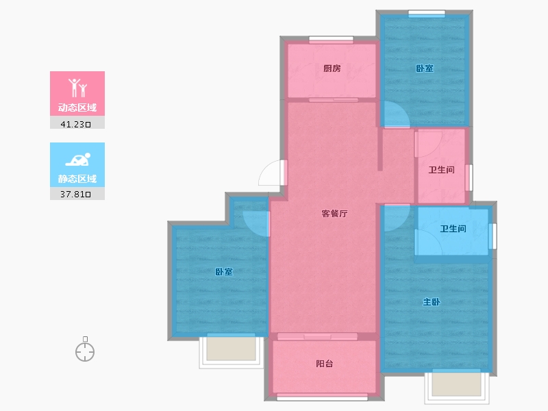 江苏省-扬州市-现代城-70.27-户型库-动静分区