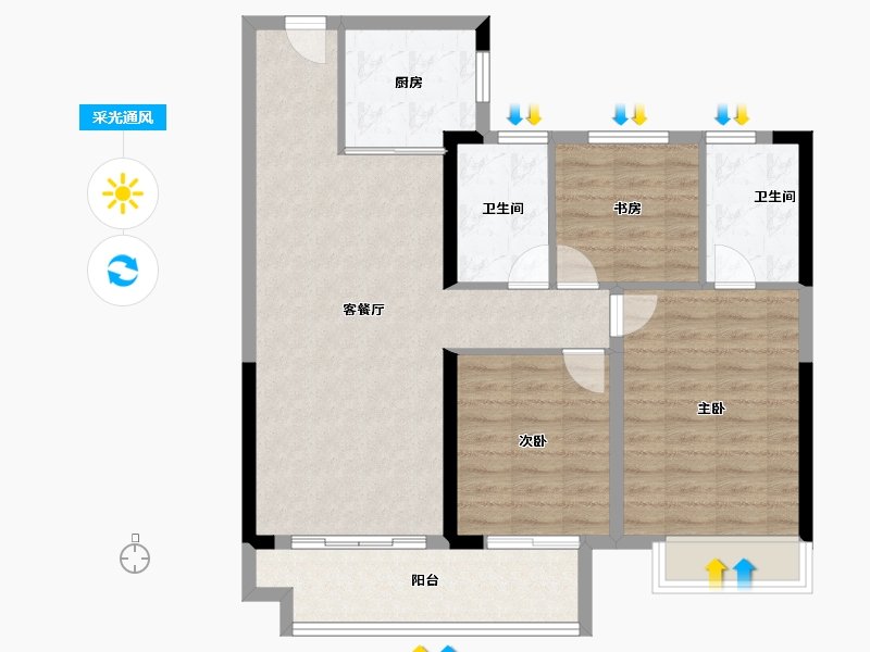 湖北省-荆门市-世茂长投龙山中央商务区-91.77-户型库-采光通风