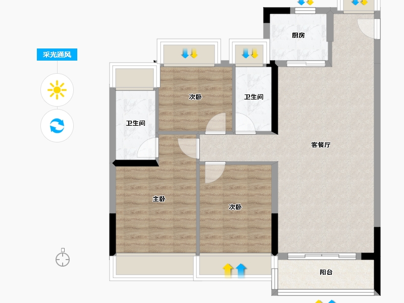 广东省-珠海市-中铁建未来城-82.00-户型库-采光通风